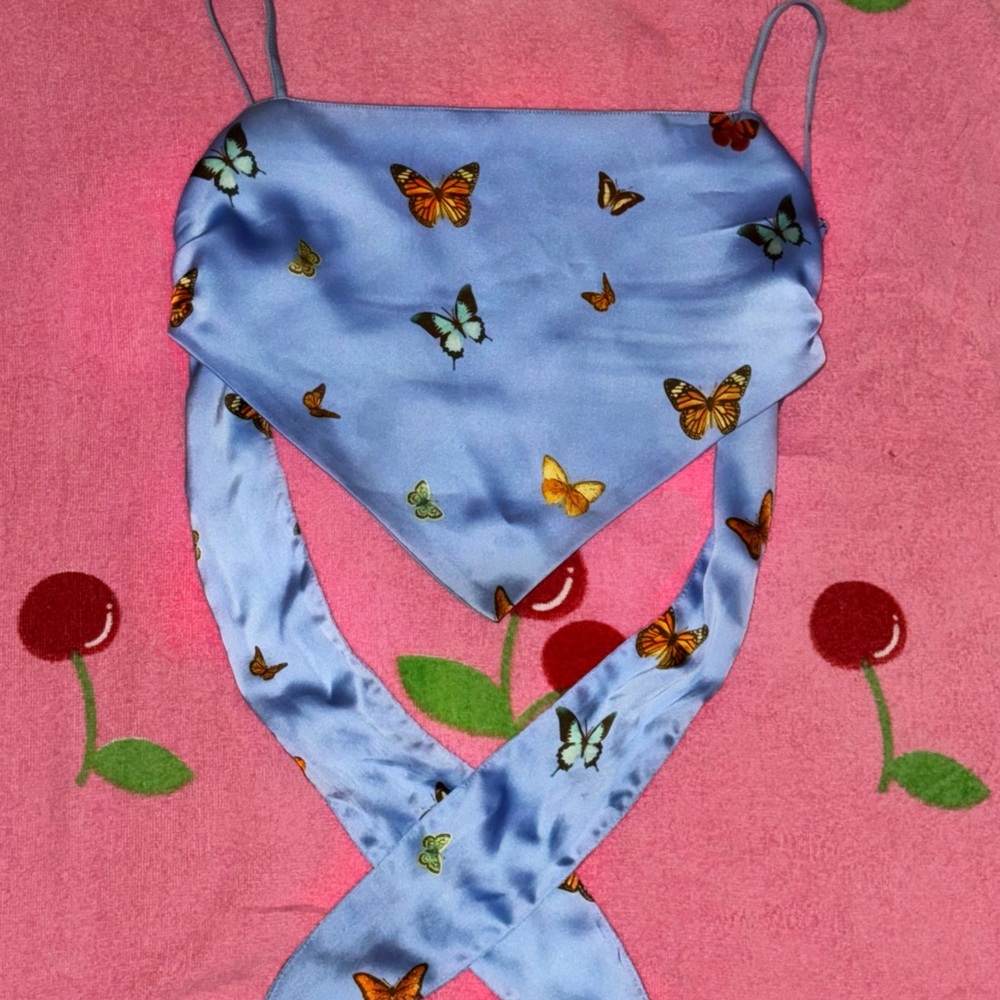 Forever 21 Blue Butterfly Print Top